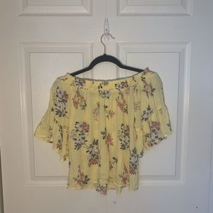 Hollister off the shoulder yellow spring top